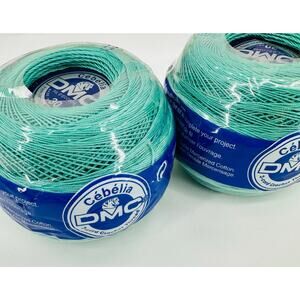 2 DMC Cebelia Crochet 167GA 100% Mercerized Cotton Size 30 Aquamarine Green 992